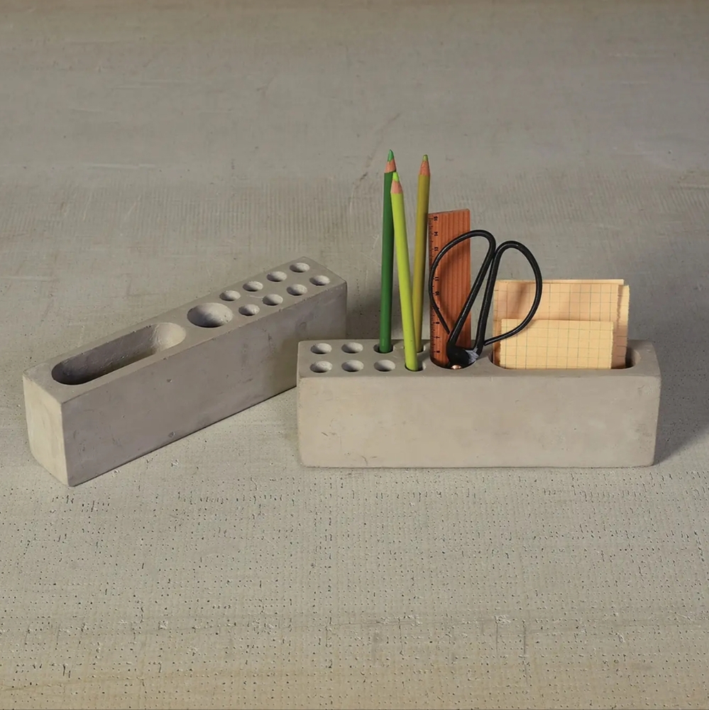 NWT Modern Solid Concrete Desk Organizer